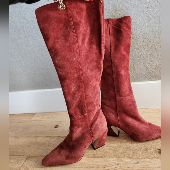 Sam Edleman Sulema Knee High Boots Size 7.5 Brick Red Color - Picture 10 of 11